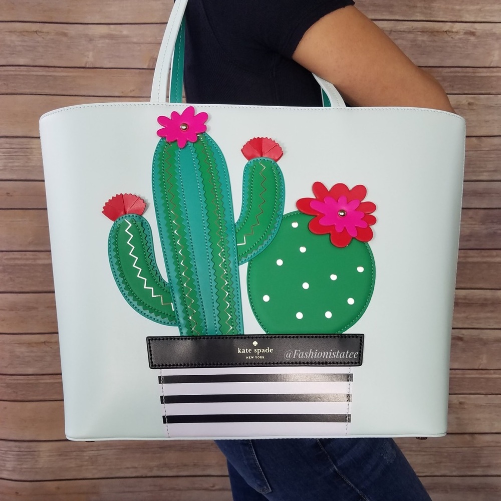 NWT KATE SPADE HORIZONS CACTUS LARGE TOTE BAG - Picture 1 of 7